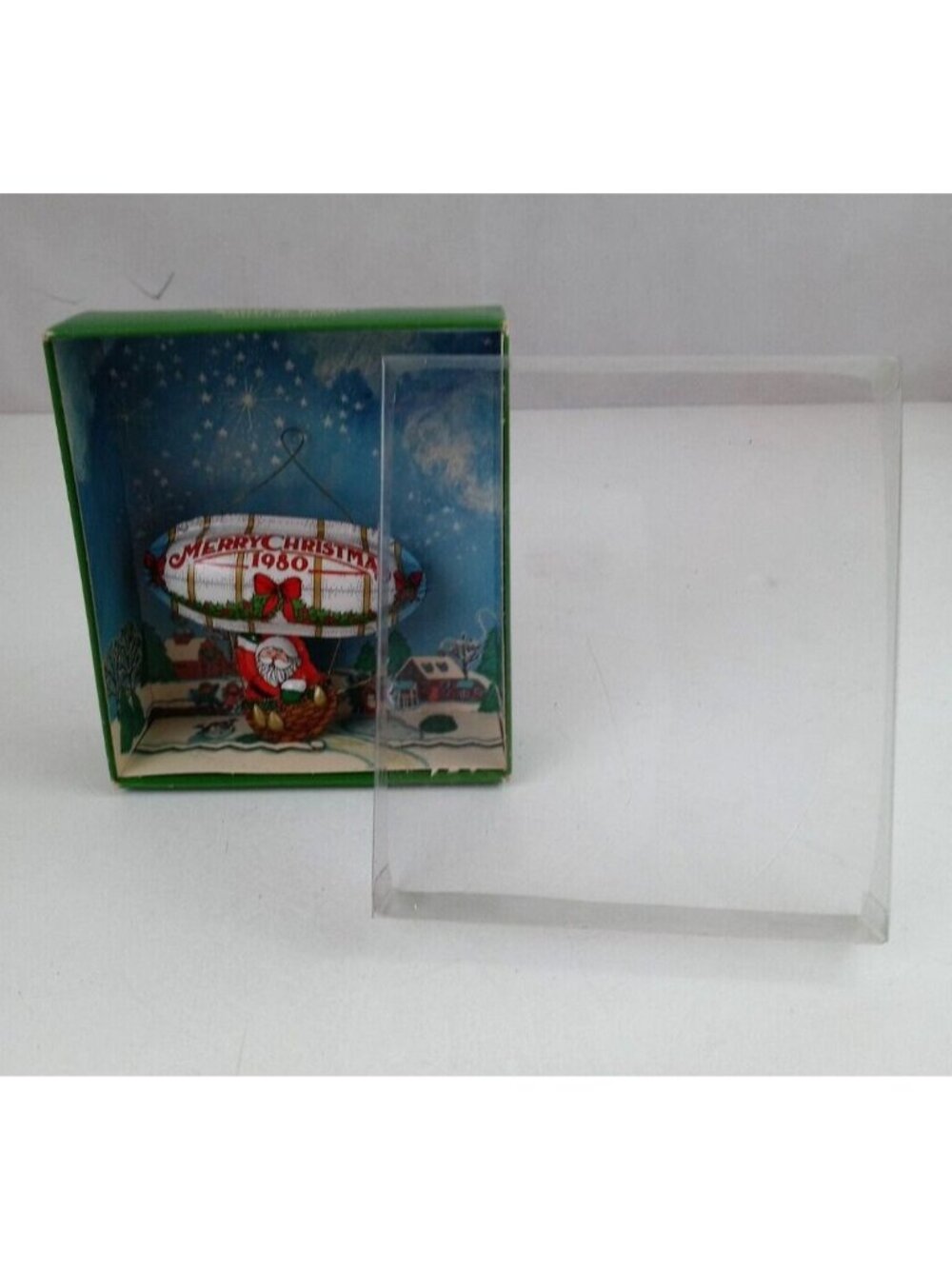 Vintage 1980 Hallmark Santa's Flight Tin Metal Blimp Zeppelin Christmas Ornament